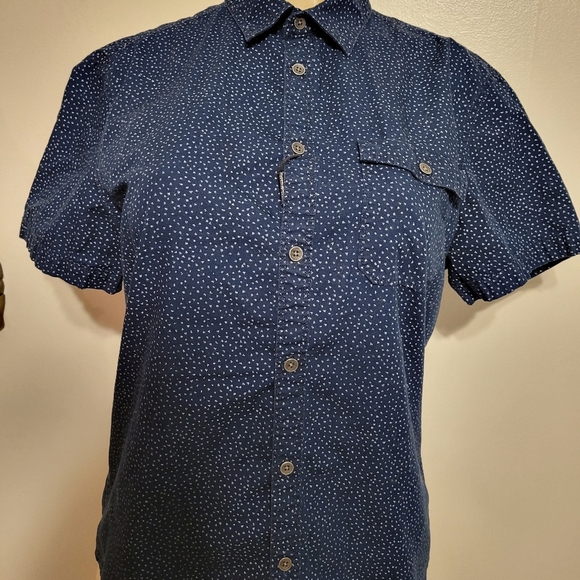 Calvin Klein Jeans Blouse Blue Pokadots Small - Picture 2 of 3